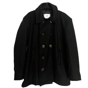 Black Wool Blend PeaCoat Size 40 Med
